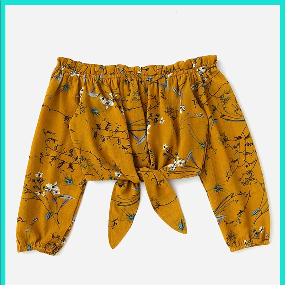Orange Floral off Shoulder Top